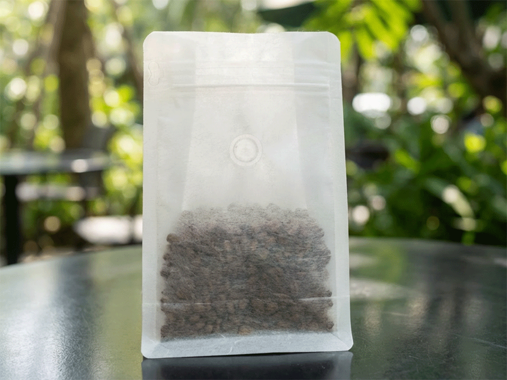 rice paper coffee bag with degassing valve showing how coffee bag valves preserve freshness