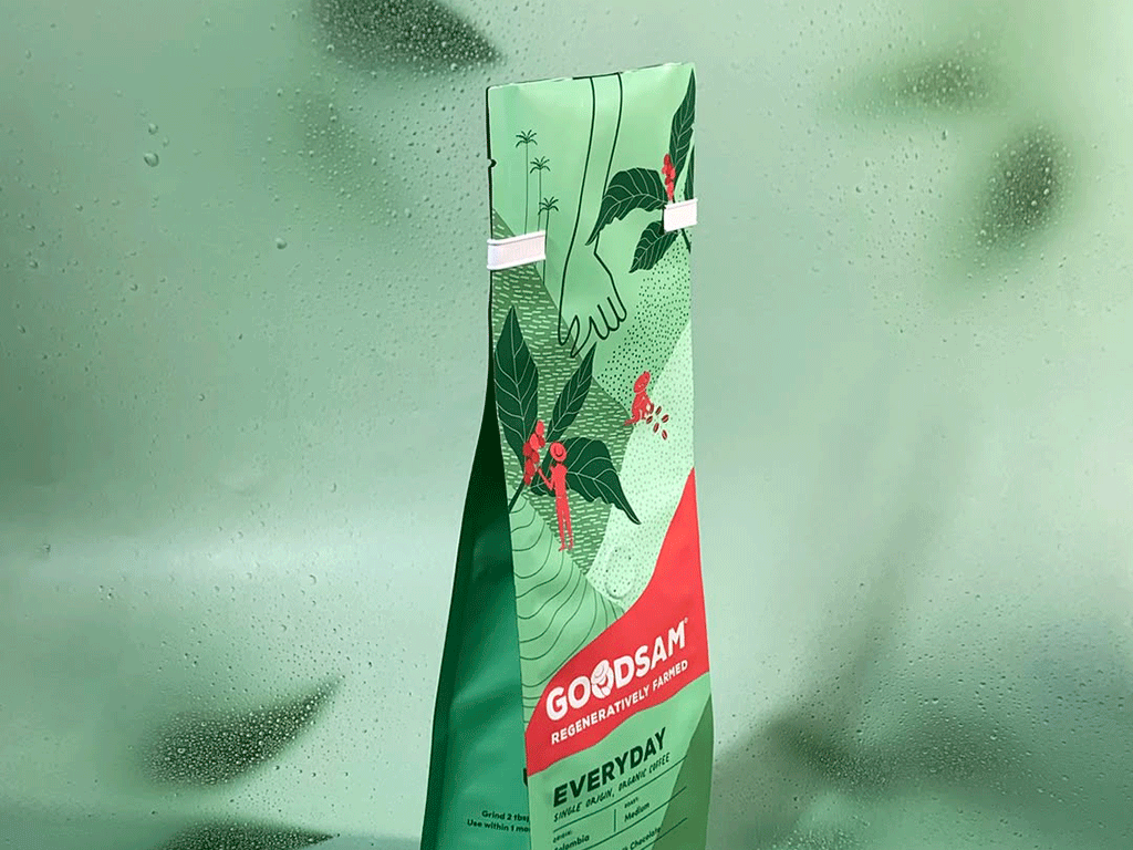 What makes a coffee bag resealable 3 tin tie coffee bag green paper front view