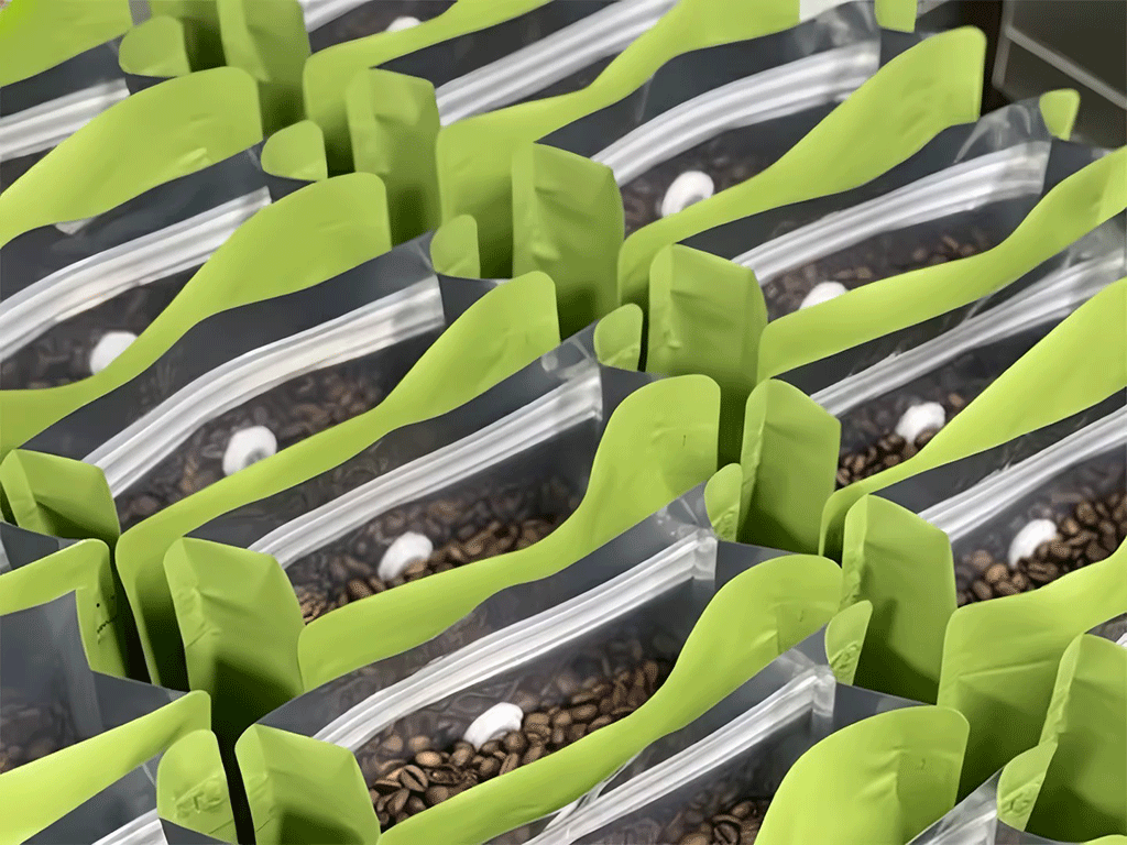 What makes a coffee bag resealable 4 zipper coffee bag resealable top view