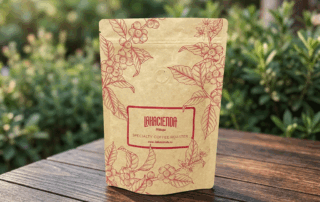 brown kraft paper coffee bag specialty coffee packaging outdoor setting