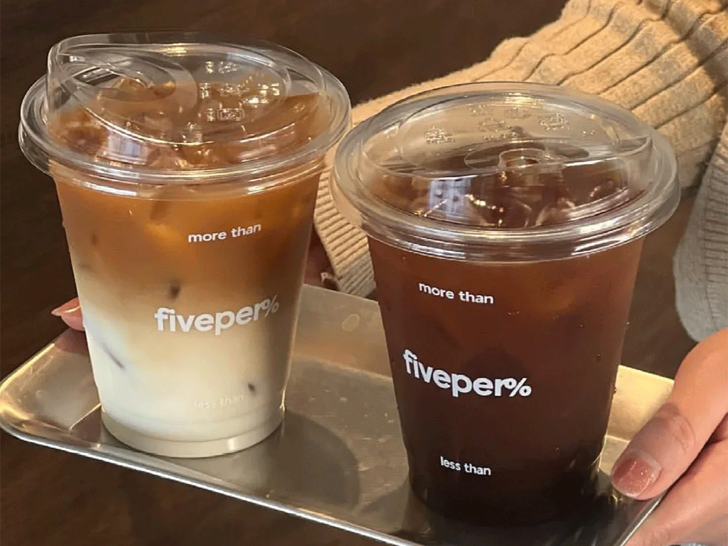 coffee cups with flat lids for iced coffee takeaway in real cafe setting