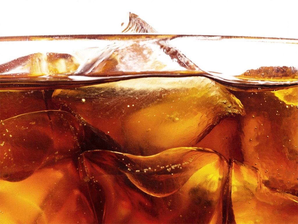 cold brew coffee close-up with ice cubes in a glass