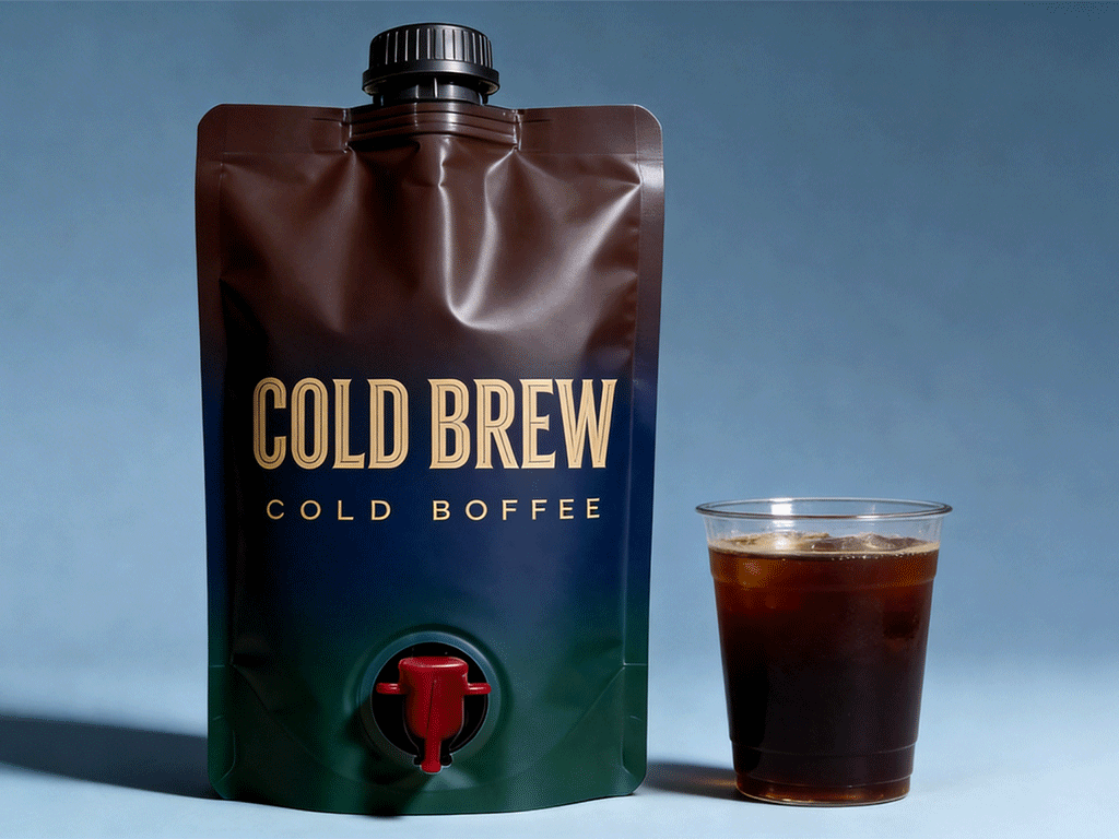 Cold brew coffee inside a cold brew bag, served in a clear cup alongside — cold brew coffee trends.