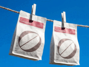 coffee packaging design with labelled coffee bags and clear typography