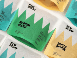 colour choices in coffee packaging design with bold colour block coffee bags