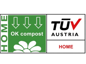 OK compost HOME certification mark for compostable packaging