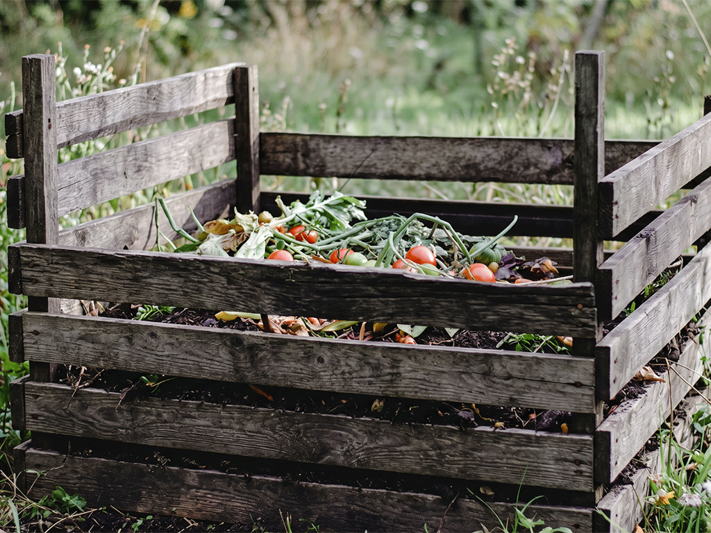Wooden home compost bin for organic waste and compostable materials