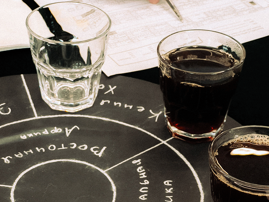 Coffee tasting with flavour notes chart to help consumers understand coffee characteristics