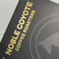 Black coffee box packaging with gold hot foil stamping on the surface lettering