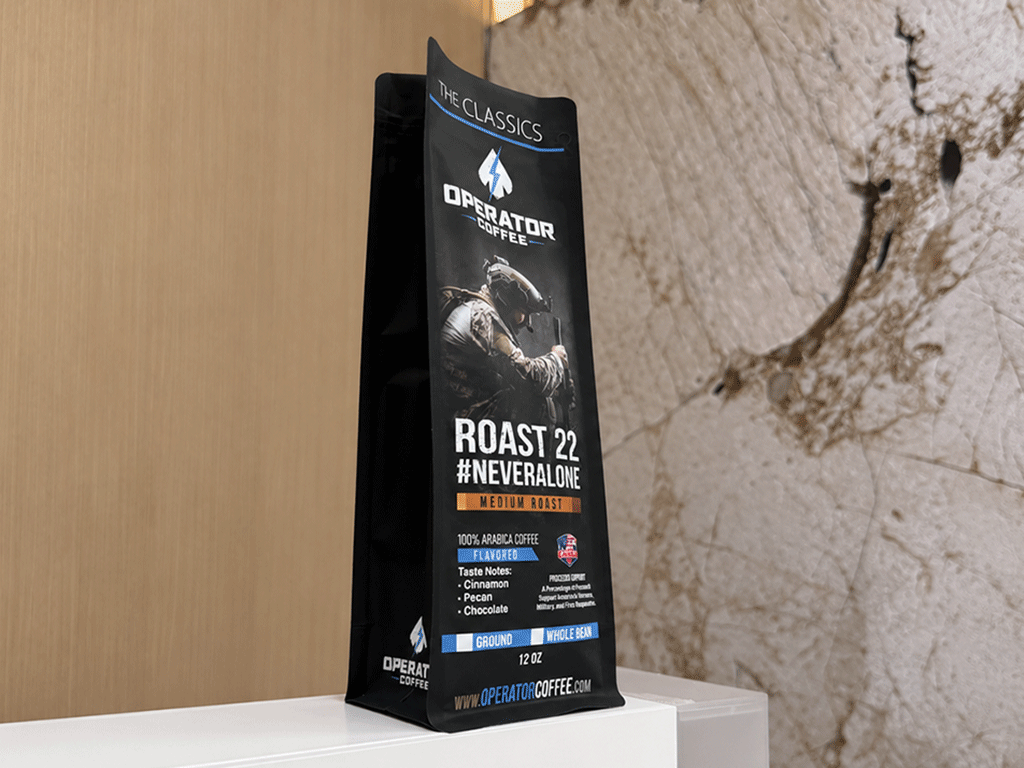 Black coffee bag showcasing bold coffee packaging designs