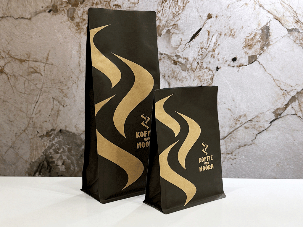 Custom coffee packaging bags in two sizes